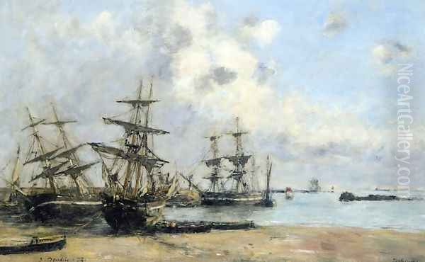 Portrieux, Boats in the Park Oil Painting by Eugene Boudin