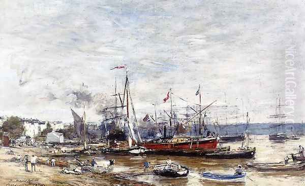 Bordeaux, a Corner of the Port Oil Painting by Eugene Boudin