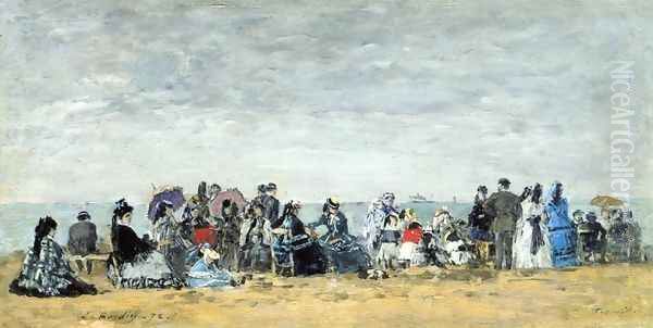 Beach Scene at Trouville II Oil Painting by Eugene Boudin