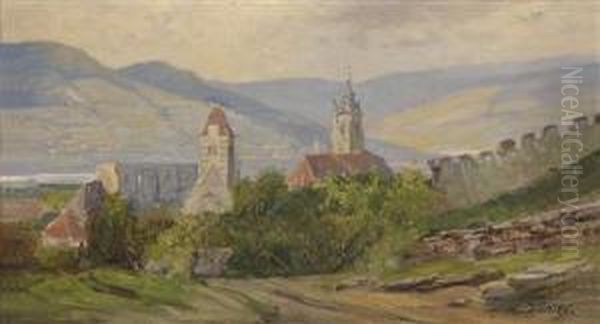 View Of Durnstein Oil Painting by Karl Vikas