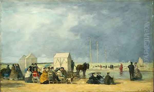 Bathing Time at Deauville Oil Painting by Eugene Boudin