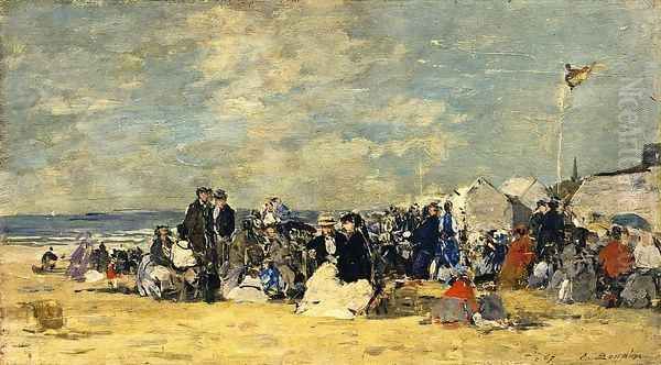 Beach Scene, Trouville II Oil Painting by Eugene Boudin