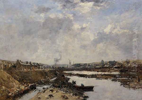 Fecamp, the Inner Port under Construction Oil Painting by Eugene Boudin