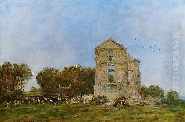 Deauville, Ruins of the Chateau de Lassay Oil Painting by Eugene Boudin