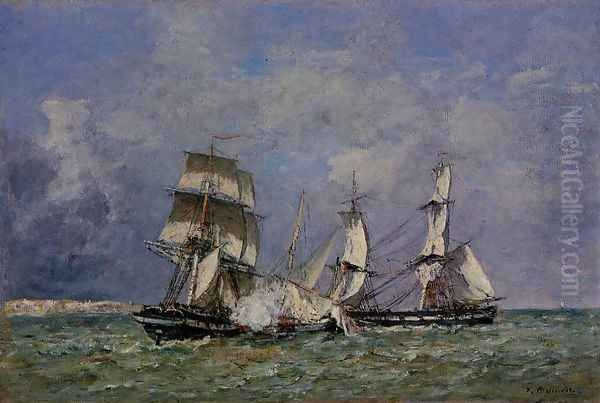 The Capture of the 'Petit Rodeur' 1878 Oil Painting by Eugene Boudin