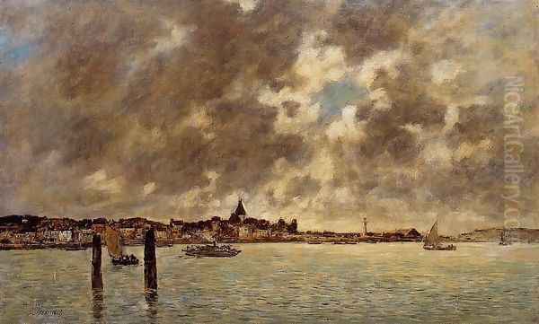 The Seine at Quilleboeuf Oil Painting by Eugene Boudin