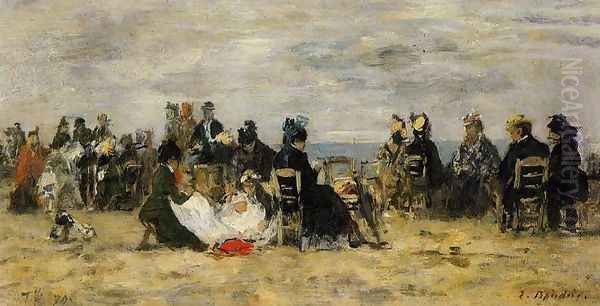 Beach Scene, Trouville I Oil Painting by Eugene Boudin