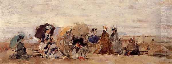 Trouville, Beach Scene X Oil Painting by Eugene Boudin