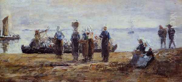 The Ferry at Plougastel Oil Painting by Eugene Boudin