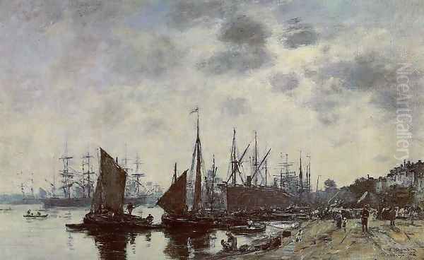 Bordeaux, Bacalan, View from the Quay Oil Painting by Eugene Boudin