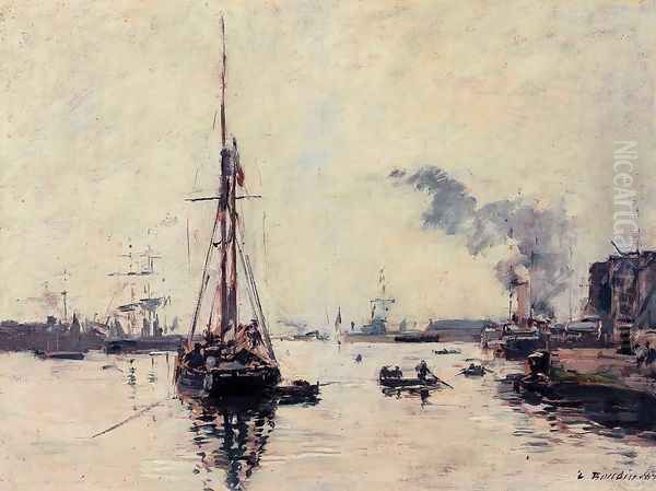 Port Scene Oil Painting by Eugene Boudin