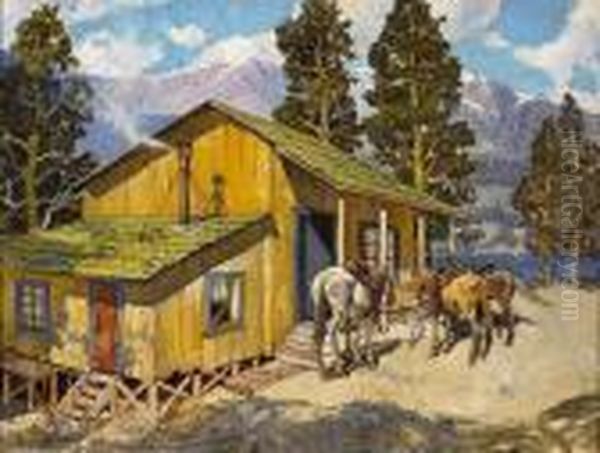 Believed To Be Edgar Payne's Cabin Oil Painting by Hernando Gonzallo Villa