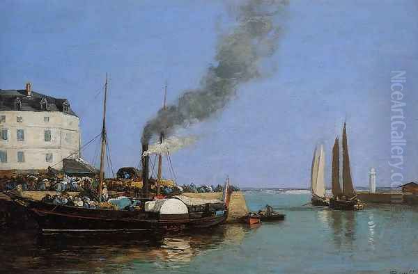 Honfleur, the Jetty Oil Painting by Eugene Boudin