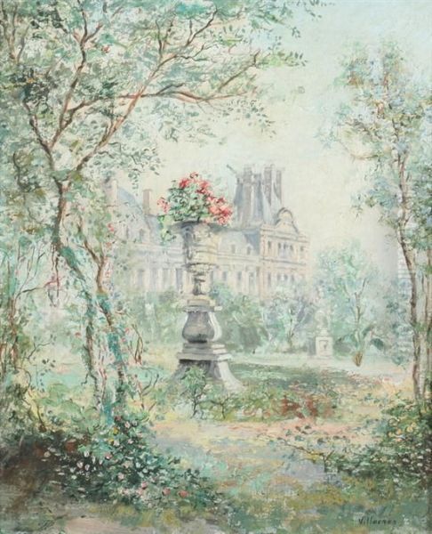 Garden View Of The Tuileries Oil Painting by Cesar A. Villacres