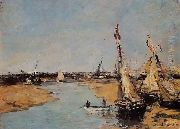 Trouville, the Jettys at Low Tide Oil Painting by Eugene Boudin