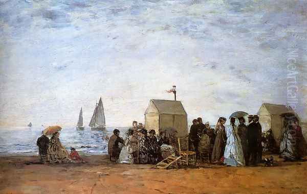 The Beach at Trouville 1867 Oil Painting by Eugene Boudin