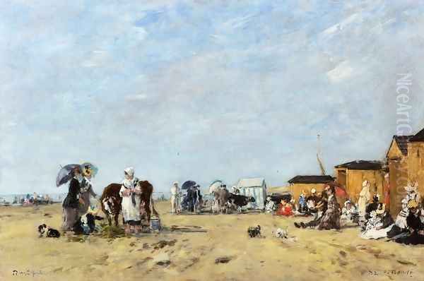 Berck, the Beach Oil Painting by Eugene Boudin