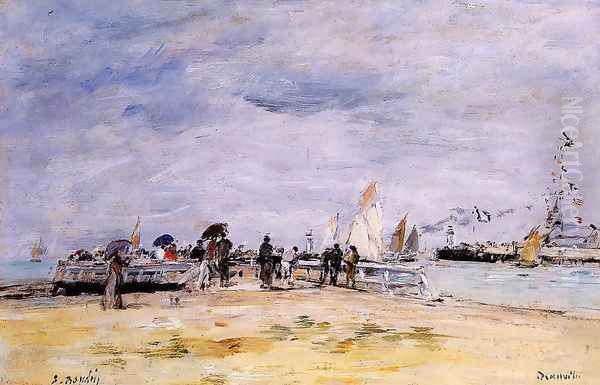 Deauville, the Jetty Oil Painting by Eugene Boudin