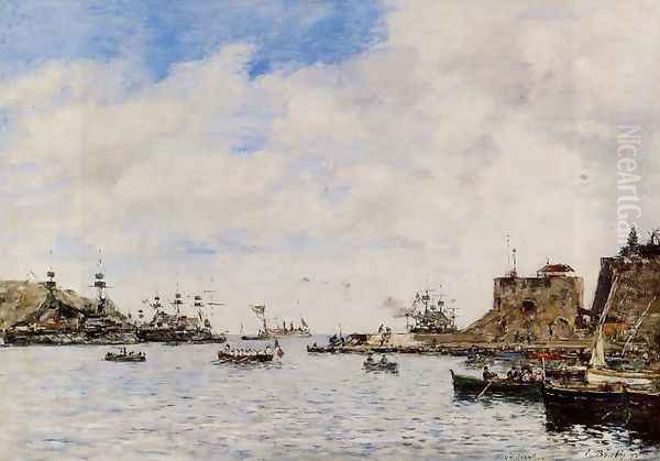 Villefranche, the Harbor Oil Painting by Eugene Boudin