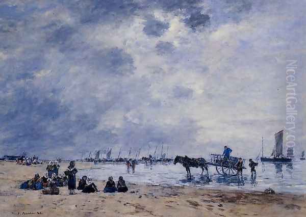 Berck, the Arrival of the Fishing Boats Oil Painting by Eugene Boudin