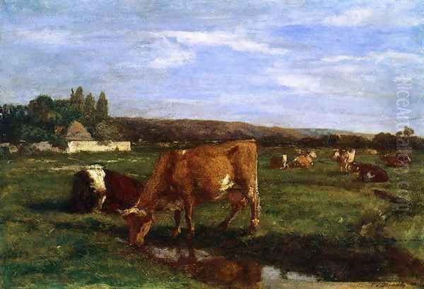 Pasture in the Touques Valley Oil Painting by Eugene Boudin