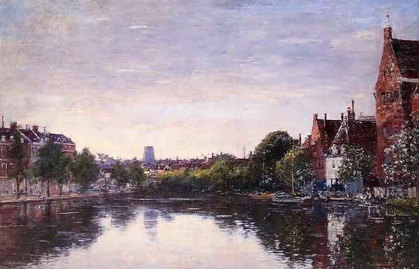 Rotterdam, a Corner of the Basin Oil Painting by Eugene Boudin