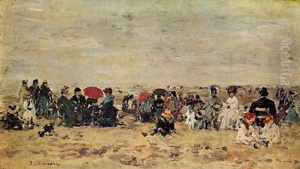 The Beach at Trouville VIII Oil Painting by Eugene Boudin