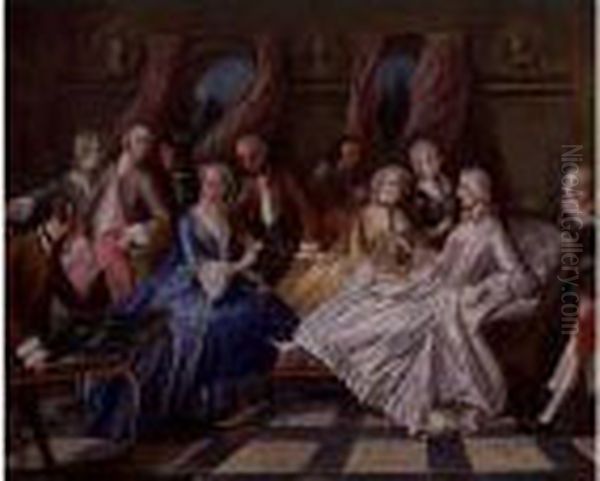 Interior Scene With Elegant Figures by Pierre Villebois