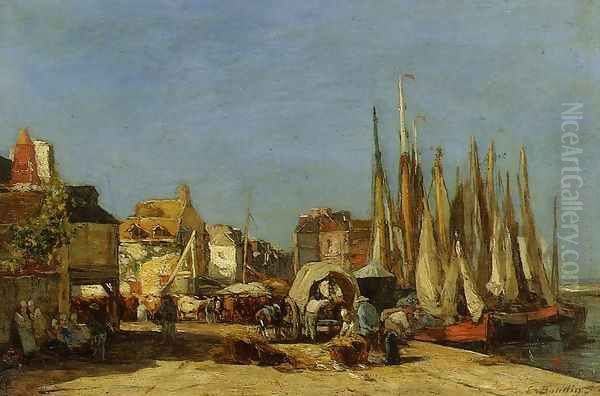 Honfleur, the Quarantine Dock and the Cattle Market Oil Painting by Eugene Boudin