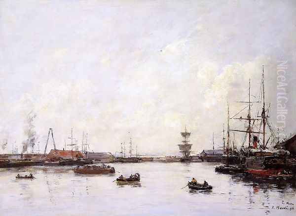 Le Havre, Le Bassin de L'Eure I Oil Painting by Eugene Boudin