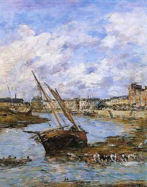 Trouville, the Inner Port, Low tide Oil Painting by Eugene Boudin