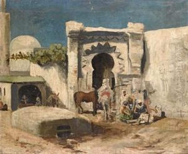 A Square In Tangiers Oil Painting by Jose Villegas y Cordero