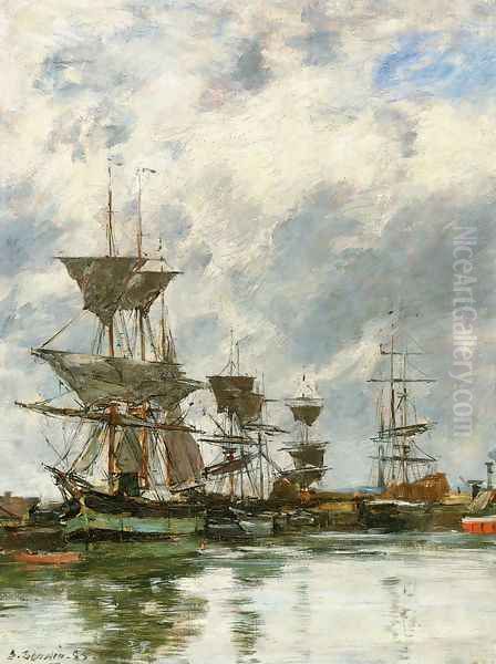 Trouville, the Port V Oil Painting by Eugene Boudin