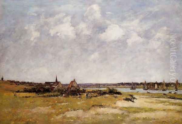 Etaples, La Canache. High Tide Oil Painting by Eugene Boudin