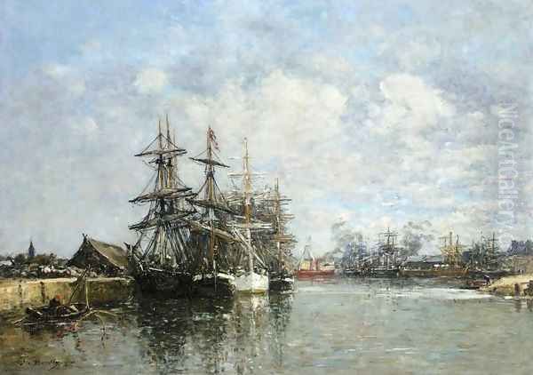 Le Havre, The Boat Basin Oil Painting by Eugene Boudin