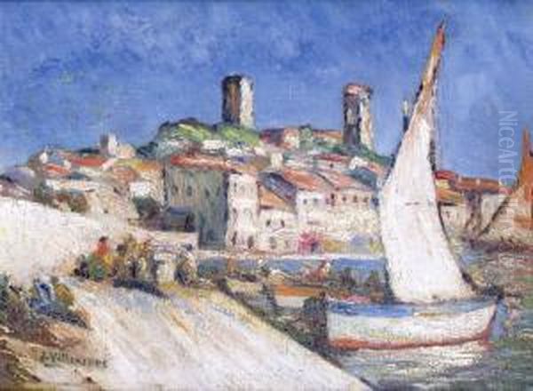 Cannes, Le Suquet Oil Painting by Jules Villeneuve