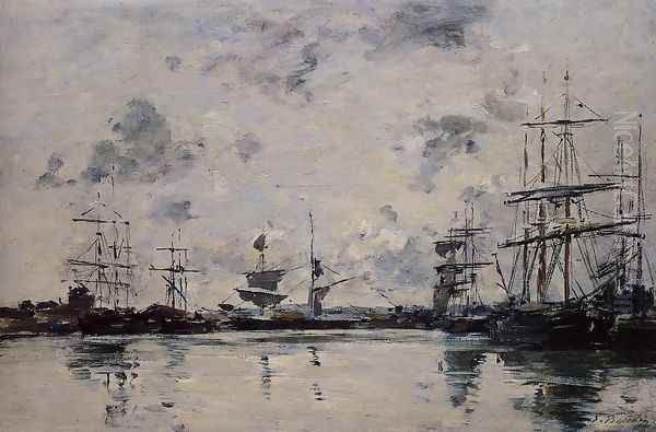 Le Havre, the Port Oil Painting by Eugene Boudin