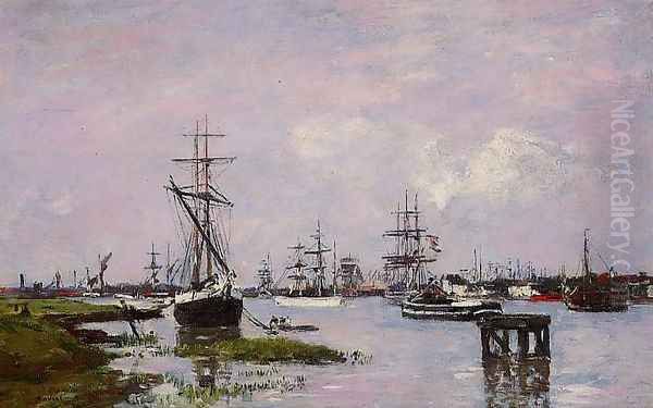 Anvers, The Port Oil Painting by Eugene Boudin