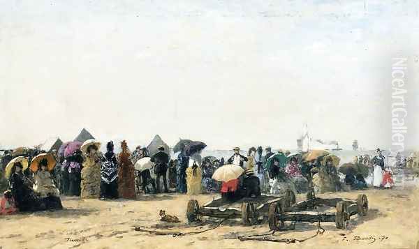 Beach Scene at Trouville Oil Painting by Eugene Boudin