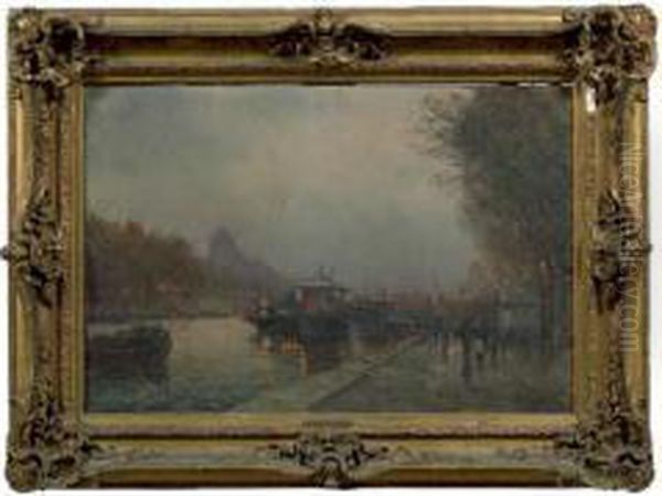 Apres La Pluie, Quai D'orsay Oil Painting by Paul Edmond Villiers