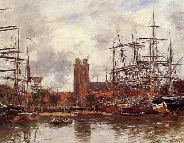 Dordrecht, View of the Port Oil Painting by Eugene Boudin