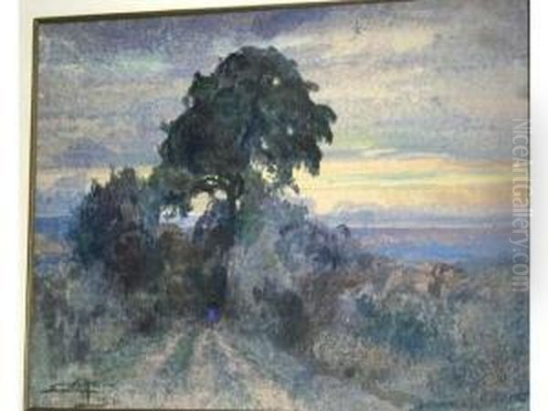 Chemin En Campagne Au Crepuscule by Eugene Villon