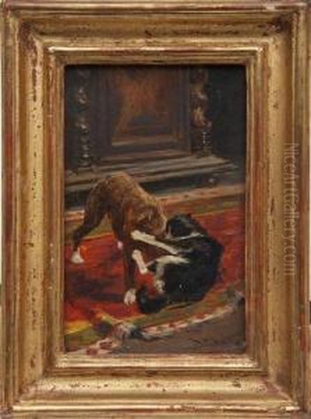 Entre Chien Et Chat Oil Painting by Auguste Vimar