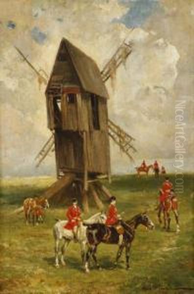 Chasse A Courre Pres D'un Moulin Oil Painting by Auguste Vimar