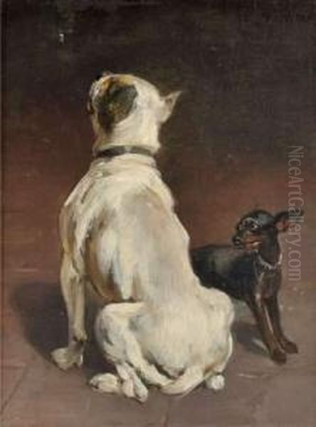 Deux Chiens Oil Painting by Auguste Vimar