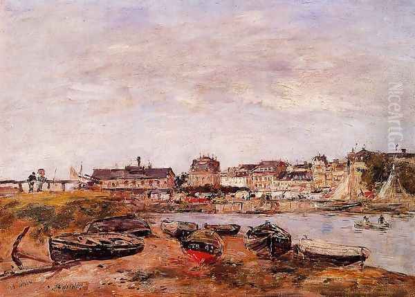 Trouville, the View from Deauville on Market Day Oil Painting by Eugene Boudin