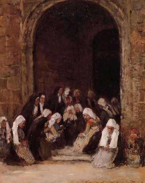 Leaving Mass in Brittany Oil Painting by Eugene Boudin