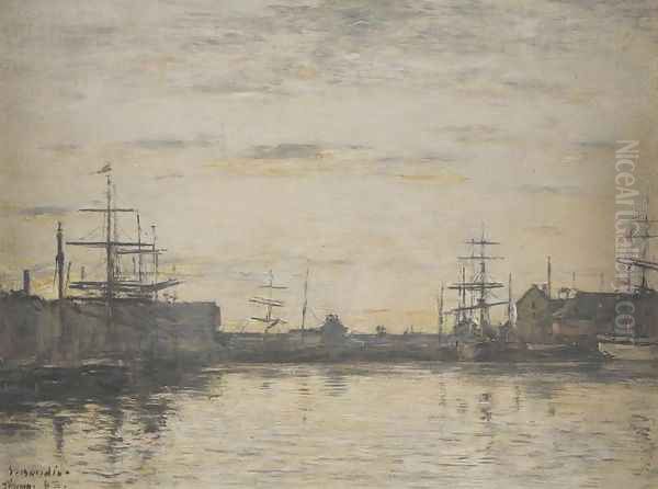 Fecamp, Le Bassin Oil Painting by Eugene Boudin