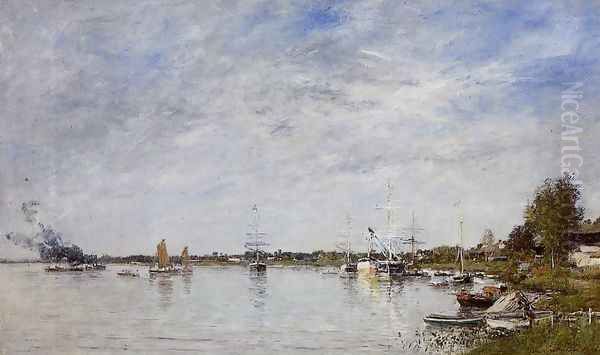 Boat Construction Docks at Lormont Oil Painting by Eugene Boudin