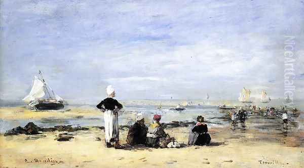 Low Tide at Trouville Oil Painting by Eugene Boudin